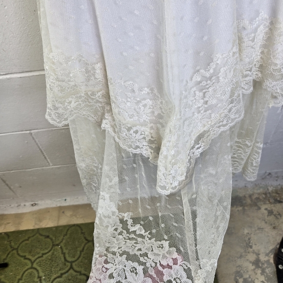 Vtg 70s 80s Steppin Out Boho Hippie Disco Stevie Ivory Lace Dress - Picture 7 of 13